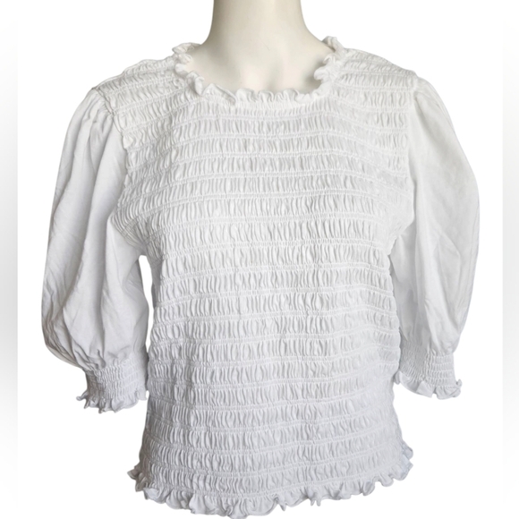 Veronica Beard Langston Smocked Top Large    Romantic Coquette - Picture 2 of 9